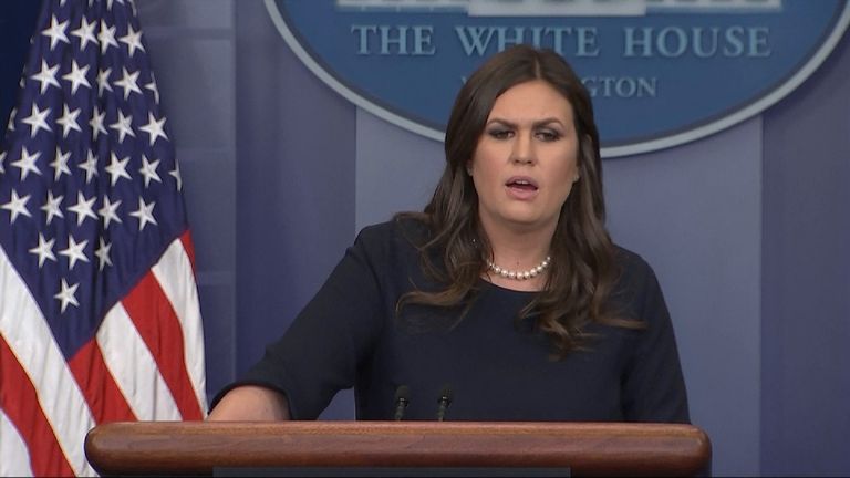 White House Press Secretary Sarah Huckabee Sanders responds to questions about Donald Trump&#39;s phone calls to bereaved family