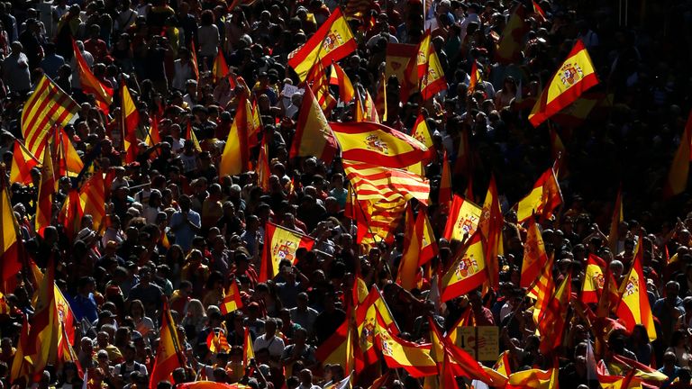 The rally was called to support Spanish unity