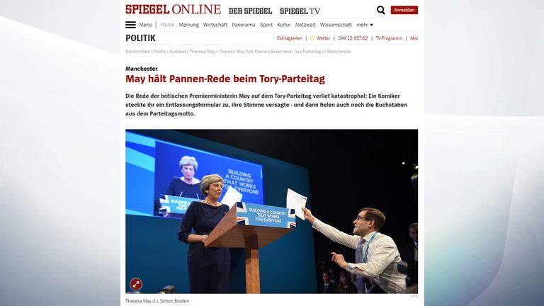 How Spiegel covered Theresa May's speech at the Conservative party conference in Manchester