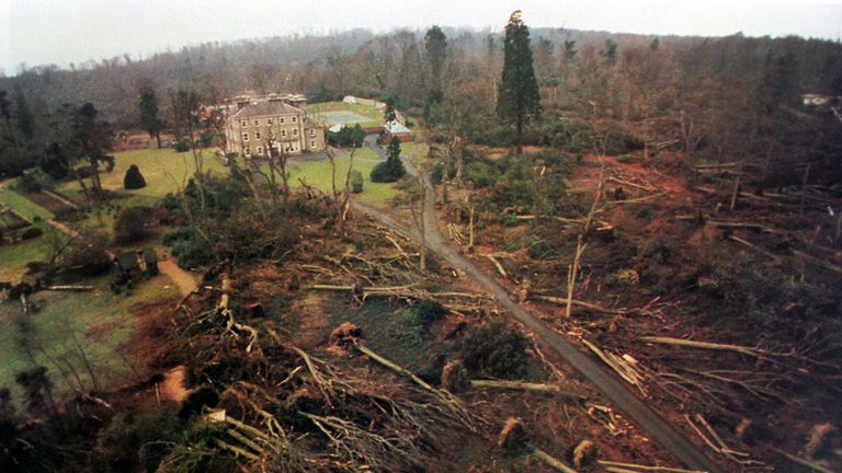 Emmetts House and Garden, Ide Hill in Kent after the storm on October 16, 1987 