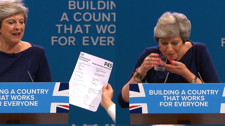 Theresa May suffered a series of awkward moments in her conference speech