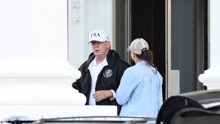 Donald Trump leaves the White House on Saturday after news of imminent Mueller probe charges emerged