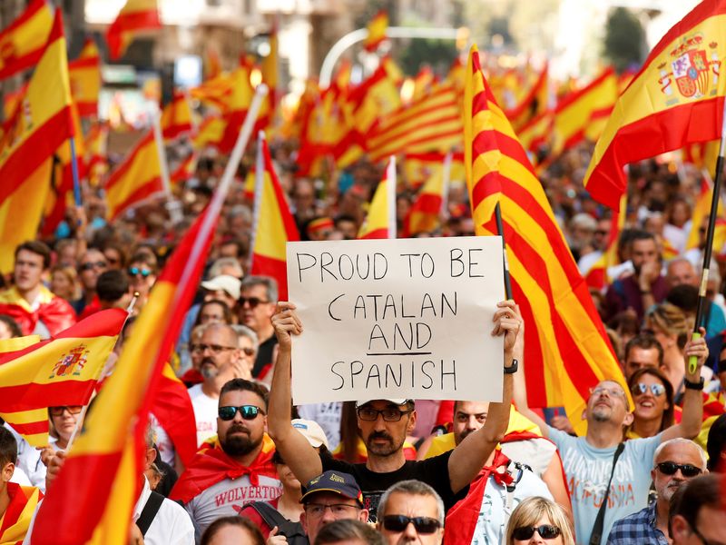 Thousands Protest In Barcelona Against Catalan Independence