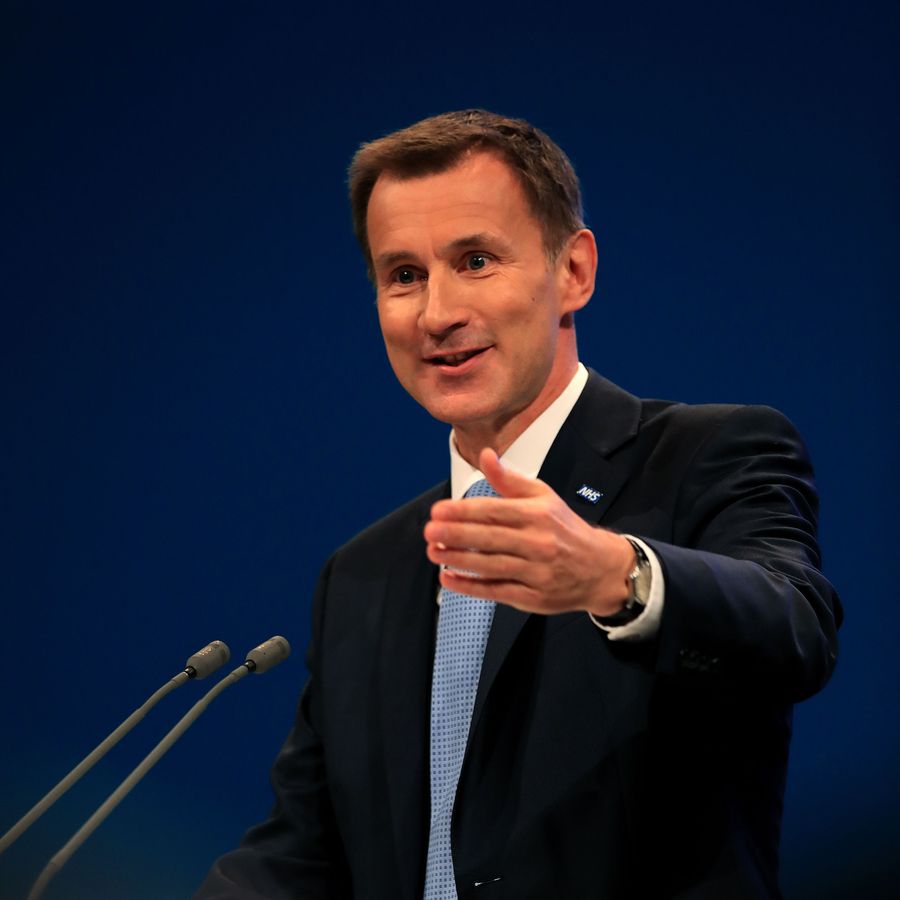 Jeremy Hunt addresses the Tory party conference
