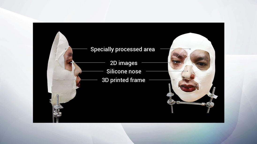 Hackers fooled Face ID with a rudimentary mask. Pic: Bkav