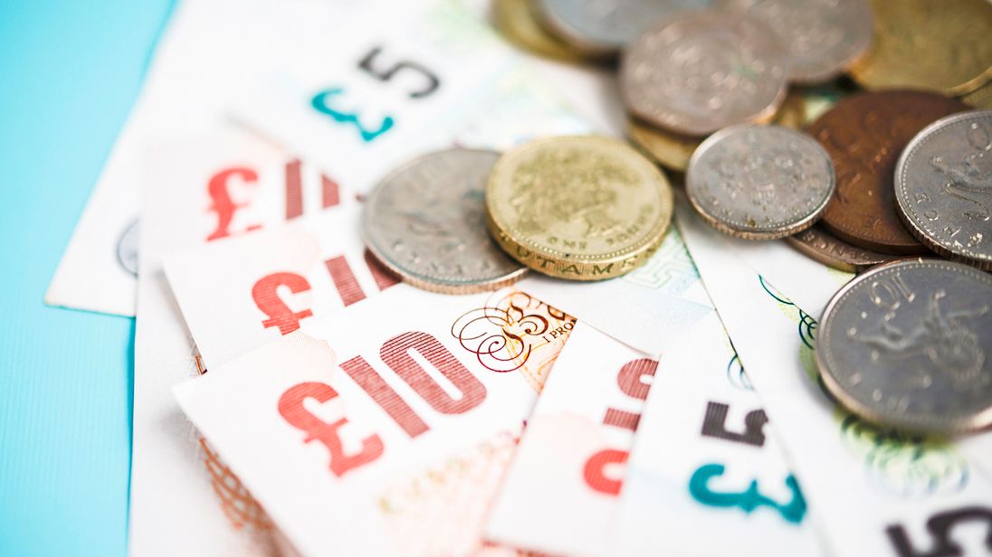 A pile of Bank of England issued cash