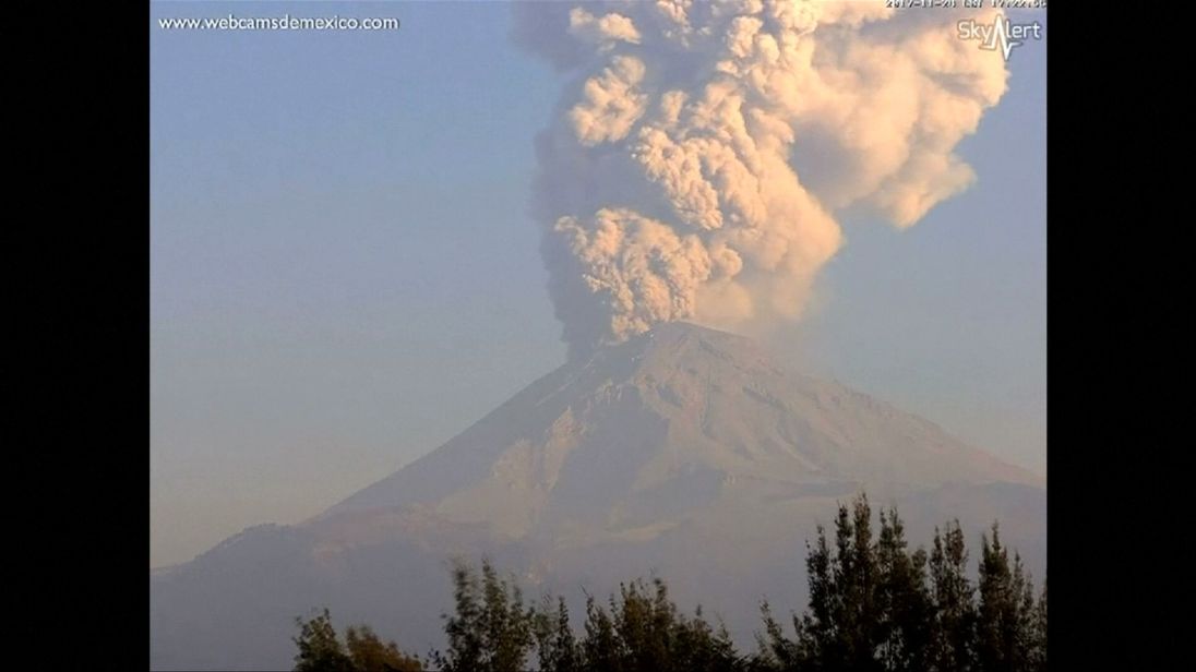 Mexico volcano erupts shooting ash and smoke into the air