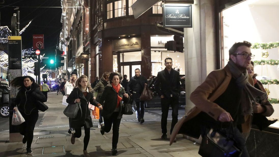 London police urge people on Oxford Street to go inside buildings