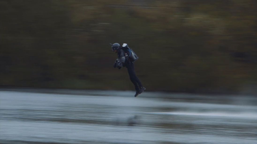 Richard Browning attempts the world record for speed in a body-controlled jet engine power suit