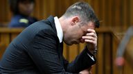 Former Paralympian Oscar Pistorius attends sentencing for murder of Reeva Steenkamp at the Pretoria High...