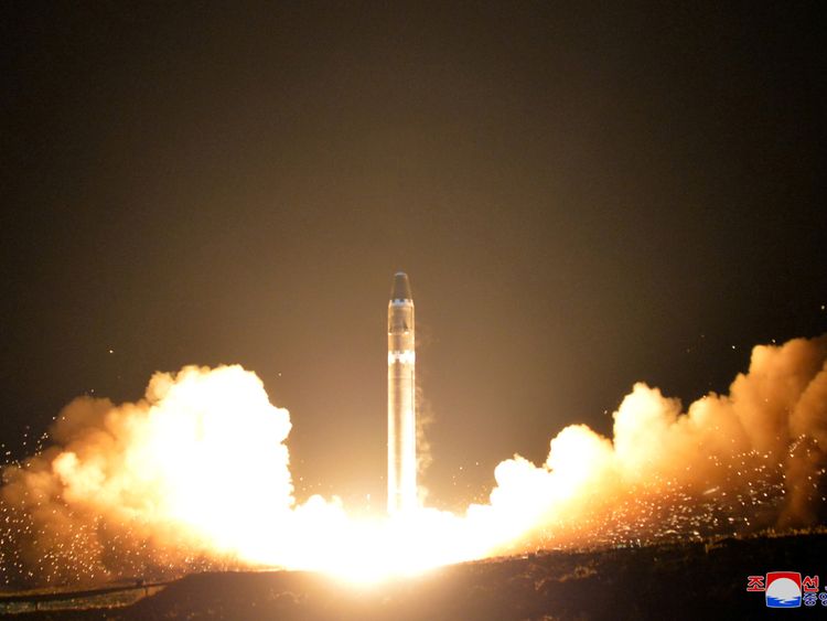 North Korea says the Hwasong-15 missile, seen here, can reach the US mainland