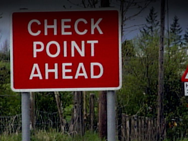 Border crossing point sign between Northern Ireland and Ireland