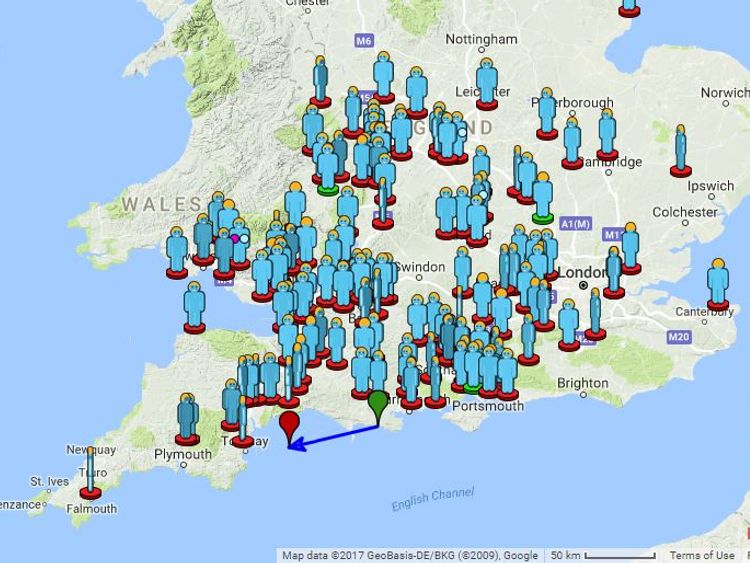 The American Meteor Society website's record of everyone who reported seeing the fireball at 7.15am on Saturday