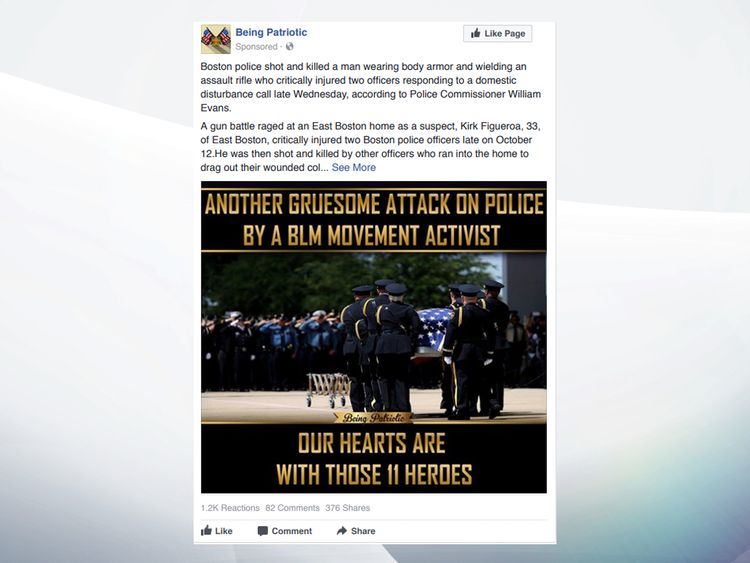 A sponsored Russian page presenting itself as a patriotic American one.