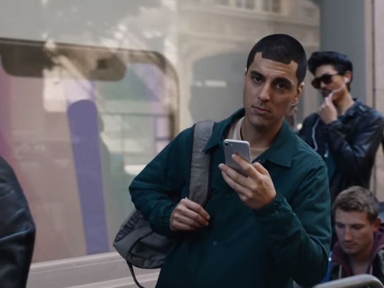 A man&#39;s hairline resembles the iPhone X&#39;s &#39;notch&#39;. Pic: Samsung
