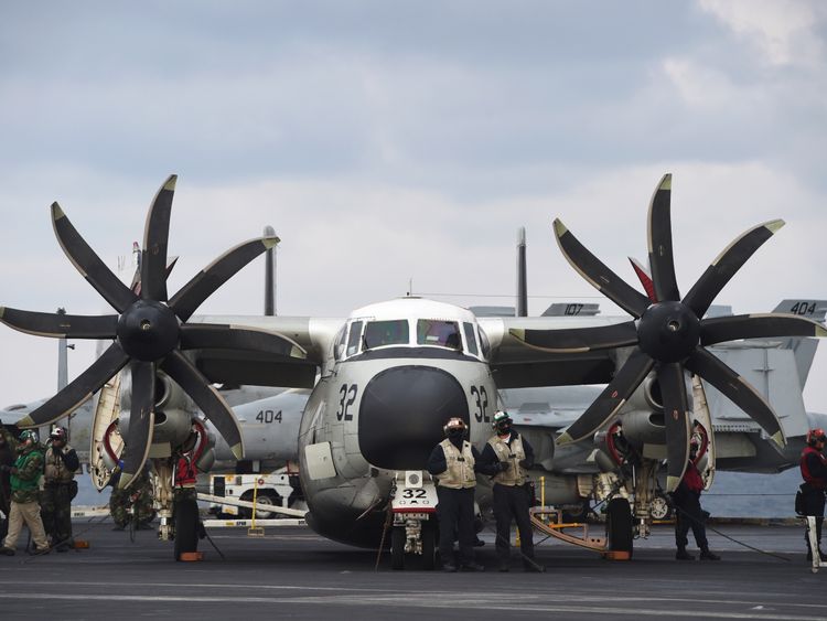 US Navy C-2 aircraft carrying 11 crashes into Pacific