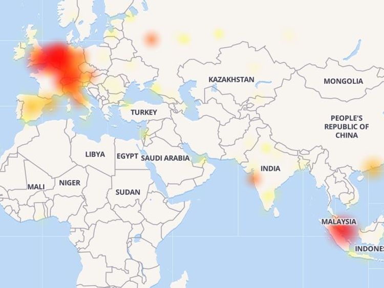 Whatsapp users reported problems worldwide. Pic: DownDetector.co.uk