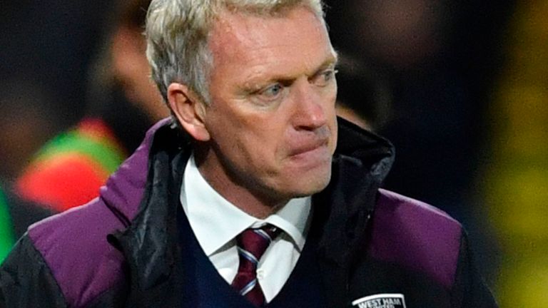 West Ham United's manager David Moyes watches the action from the touchline during the Premier League football match against Watford in November 2017