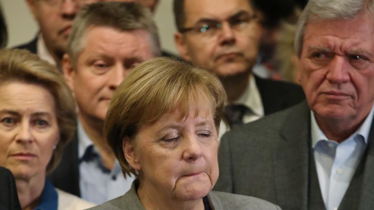 Angela Merkel after she announced talks about a coalition had collapsed
