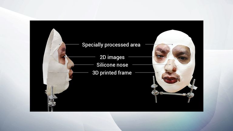 Hackers fooled Face ID with a rudimentary mask. Pic: Bkav