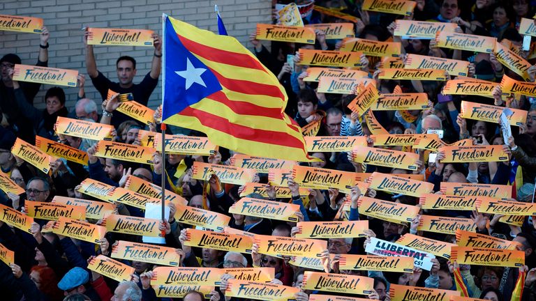 Pro-independence supporters in Barcelona