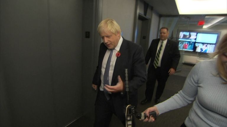 Sky doorsteps Boris Johnson in Washington