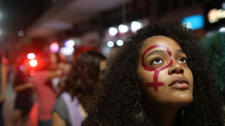 Women's activists in Brazil march for pro-choice rights in September