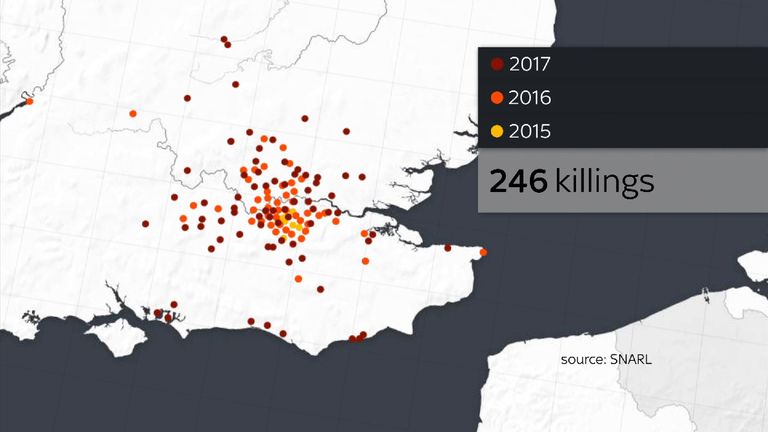 Where the killings have taken place in Greater London
