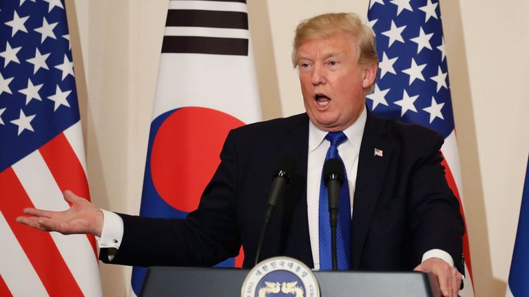Donald Trump used more conciliatory language in Seoul