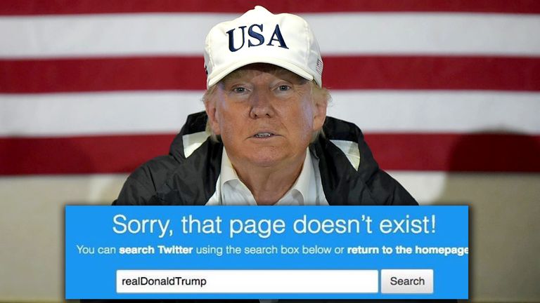 A search for Trump&#39;s Twitter handle led to an empty page