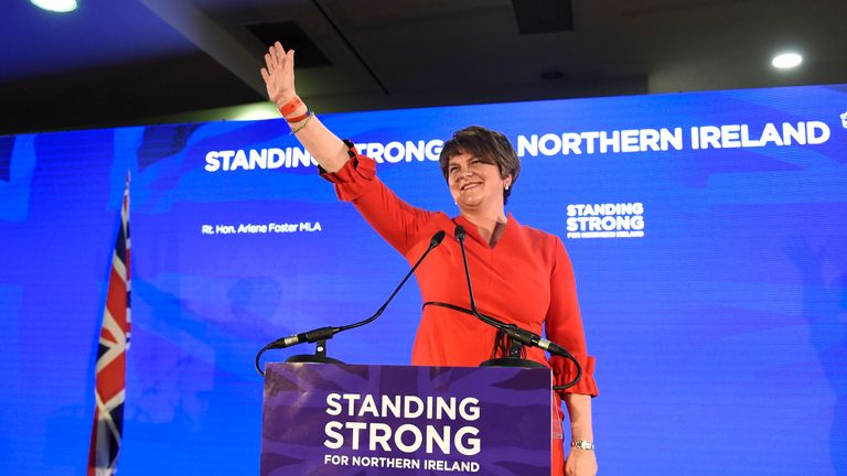 Arlene Foster acknowledges the party faithful at the DUP conference