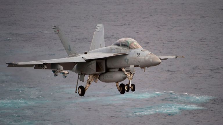 A US Navy EA-18 Growler was involved in the stunt