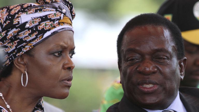 President Robert Mugabe&#39;s wife Grace Mubage and sacked vice-president Emmerson Mnangagwa 