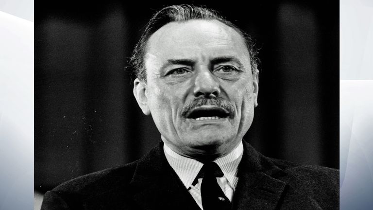 Enoch Powell pictured in 1969, the year after his famous &#39;rivers of blood&#39; speech