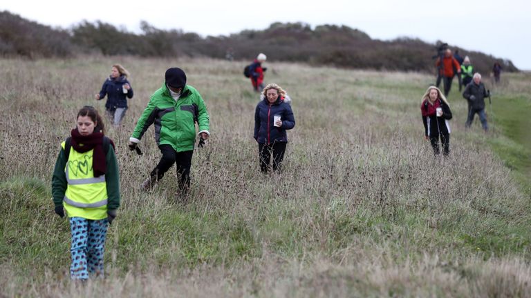 Members of the public helping the search for Gaia in Durlston Country Park