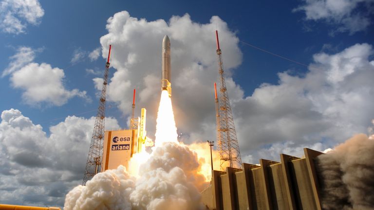 Ariane Flight VA233 carrying four European Galileo navigation satellites launches November 15, 2016 in Kourou, French Guiana