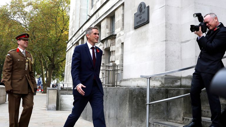 Gavin Williamson arriving at the Ministry of Defence moments after his appointment