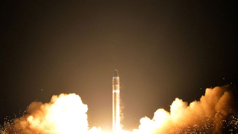 North Korea says the Hwasong-15 missile, seen here, can reach the US mainland