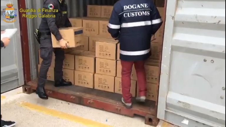 The drugs were seized in southern Italy