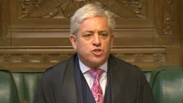 Speaker of the House of Commons John Bercow speaks during Prime Minister&#39;s Questions in the House…
