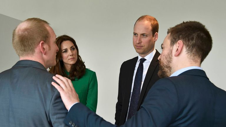 The pair meeting the Duke and Duchess of Cambridge following their campaign work