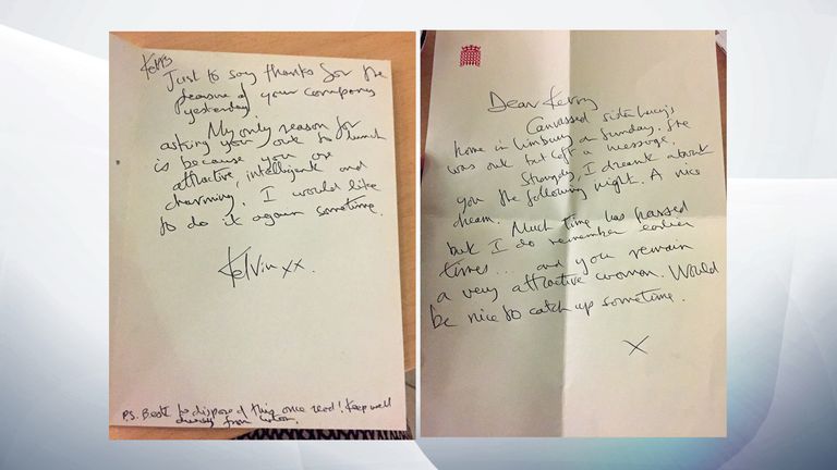 Two of the notes that Kelvin Hopkins allegedly sent to Kerry McCarthy