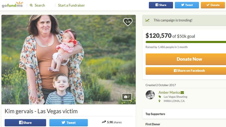 Ms Gervais&#39; daughter set up a Go Fund Me page to help with paying medical bills