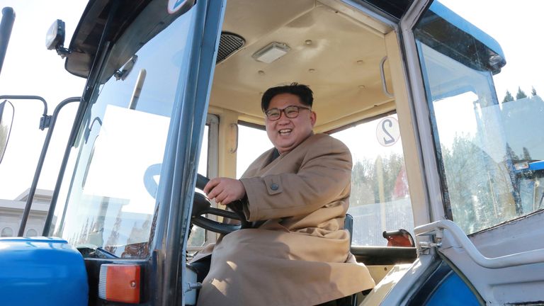 Kim Jong Un drove a tractor during his visit to a factory on November 14