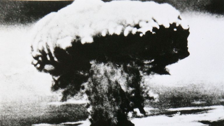 A photograph of the atomic bomb dropped in Nagasaki shows how it exploded 500 metres above ground 
