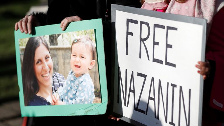 A demonstration in London in support of Nazanin Zaghari-Ratcliffe