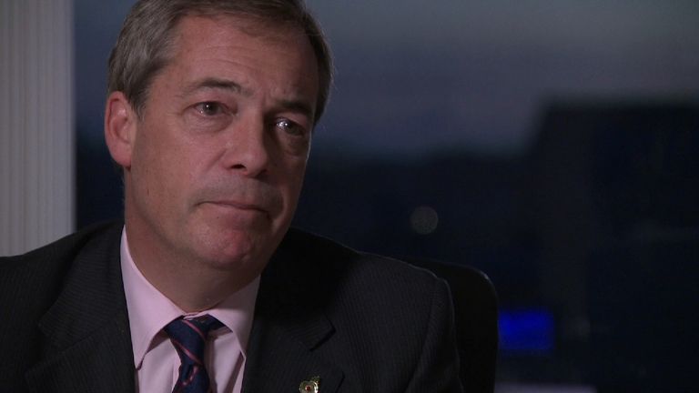 UKIP MEP Nigel Farage speaks to Sky&#39;s Lewis Goodall