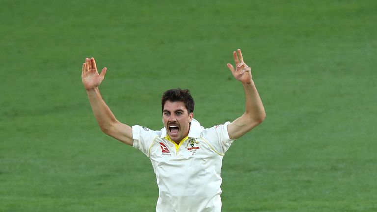 Pat Cummins claimed the big wicket of Joe Root in the evening session