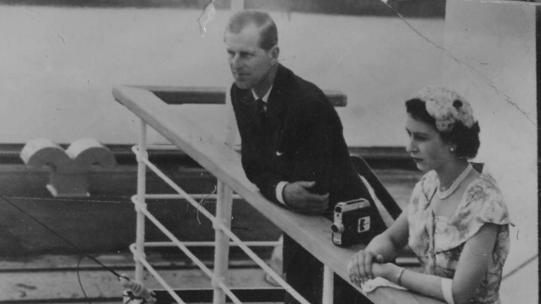 December 1953: The Queen and Prince Philip peered over the railings of the SS Gothic in the Panama Canal during their Commonwealth tour