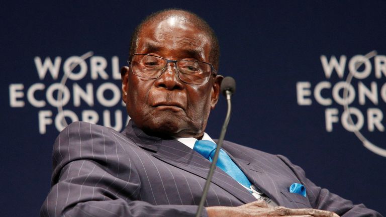 Zimbabwean President Robert Mugabe participates in a discussion at the World Economic Forum on Africa 2017 meeting in Durban, South Africa May 4, 2017. 